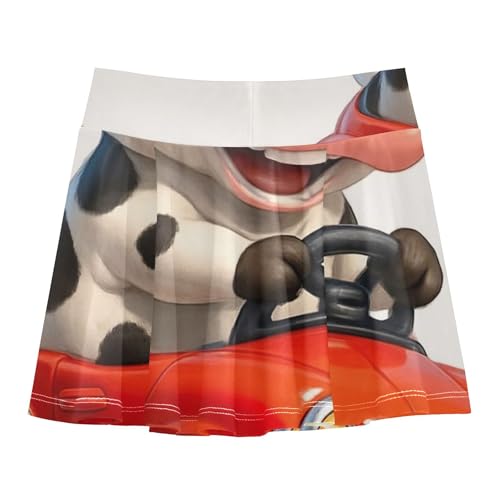 Girls Skorts Athletic Shorts Toddlers Tennis Skirts Pleated School Skirt Cute Cartoon Cow Red Car 3t2