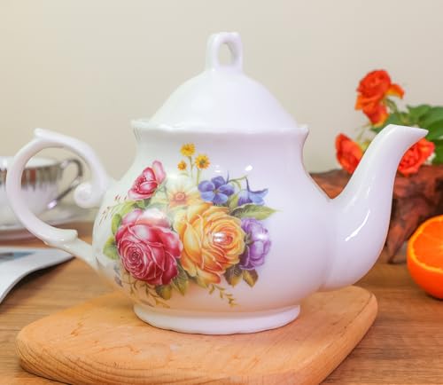 Klassische Vintage British Royal Style Keramik Teekanne, 30OZ große Teekanne perfekt für jeden Tag Versammlungen (Red, Large)