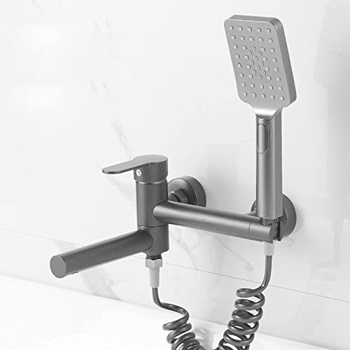 Ensemble de robinet de baignoire gris pistolet en laiton pour douche murale