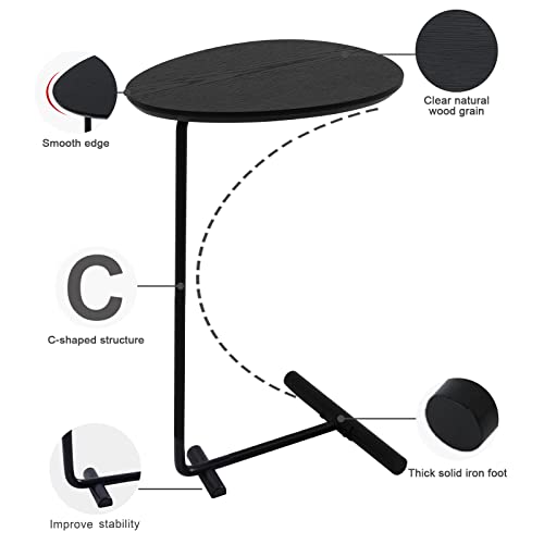 C Table,Couch Tables That Slide Under,C Shaped Side Table,Sofa End Table For Living Room Bedside Bathroom Snack Coffee Laptop Tables,Egg Oval-Shaped,Metal Frame,Easy Assembly Black（Upgraded） #TOP7