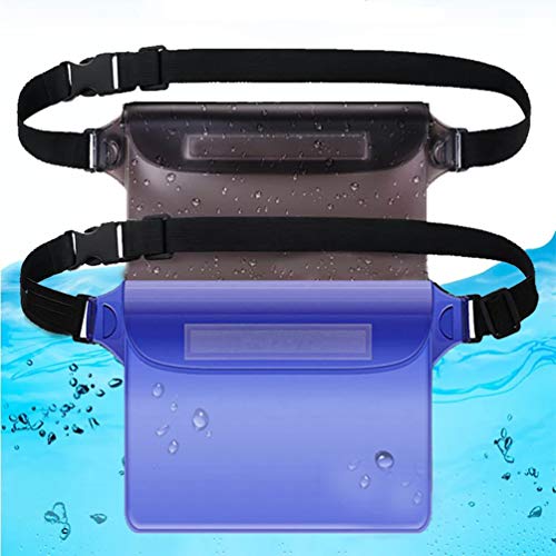 Veriya Lot de 2 Pochettes étanches ultralégères pour Natation, Kayak, Bateau, pêche, Surf, Camping | Premium IPX8 Gardez Votre téléphone et Vos Objets de Valeur en sécurité et au Sec, Gris/Bleu