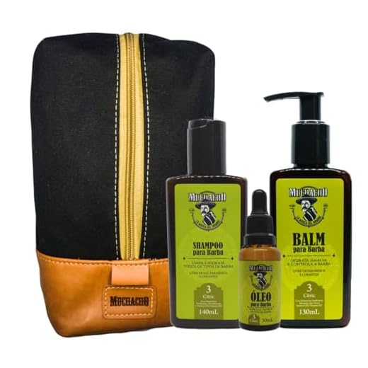 Kit Shampoo para Barba + Balm para Barba + Oleo para Barba Frasco - Muchacho Citric + Necessaire Muchacho Guadalajara - Kit para uma barba perfeita