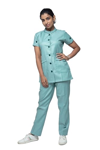 Image of UNIFORM CRAFT Cotton Twill Nurse Uniforms - Ideal for Medical Scrubs for Women | Scrub Suit for Women | Scrub Suit for Nurses | Hospital Uniform, NT11 Forest Green L