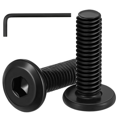 Image of Blulu 50 Pcs M6 x 20mm Flat Head Hex Socket Cap Screws Bolts, Carbon Steel Furniture Bolts Full Thread Black Oxide Hex Drive Fasteners Socket Head Screws with Black Spanner