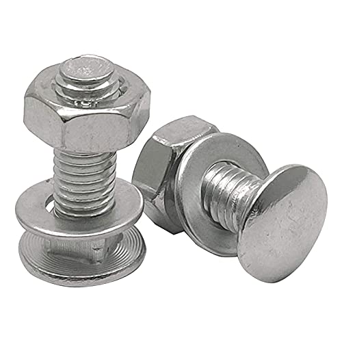 Image of It Works Great 20 Sets Long Square-Neck Carriage Bolts, M6-1.0x25mm, Silver, Carbon Steel Zinc-Plated, Grade 4.8, Flat Head, Fully Threaded