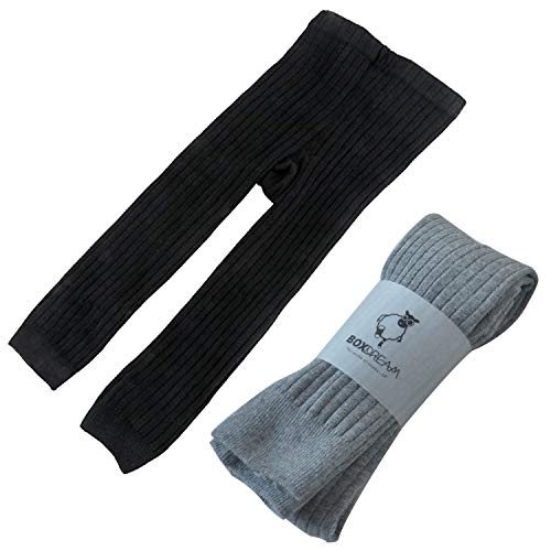 DOCHY Toddler Baby Girls' Leggings 2-Pack Kids Basic Leggings Little Girls Cotton Knit Footless Tights Warm Pants (4-5T)