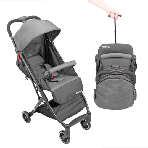 Carrinho de Bebê Dobrável Premium Bag até 15 Kg Resistente Montagem Fácil Ideal Para Viagens Bagageiros Avião Ônibus (Preto)