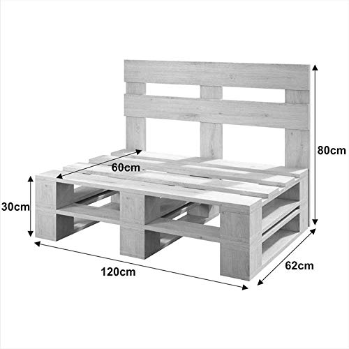 sunnypillow Palettenmöbel Europaletten Indoor und Outdoor Lounge Gartenmöbel Holz Gartenmöbel Set Lounge Möbel Terrasse Balkon Loft Stil Paletten | Weiß Bank 120 x 60 cm Höhe : 30 cm – Bild 4