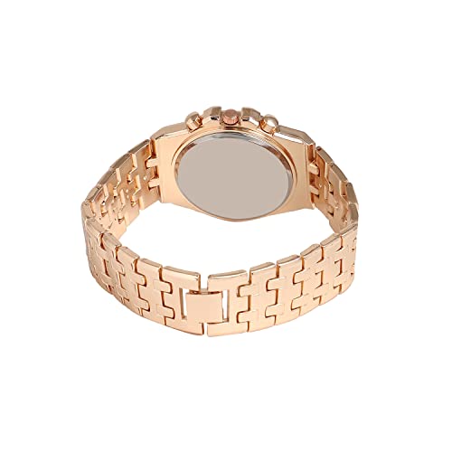 Image of Haute Sauce Women's Embellished Analog Dial with Stainless Steel Strap | Battery Power | Foldover Closure | Quartz Movement | Fashion Wrist Belt Watch for Female and Girls