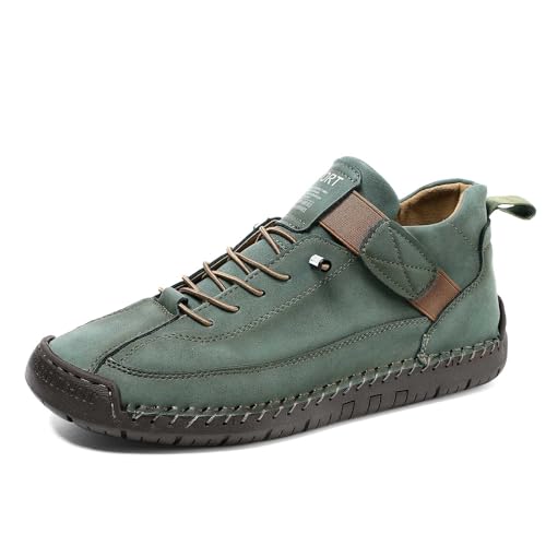 Montela Sneakers Damen Herren Orthopädische Schuhe Komfortable Schmerzfreie Lederschuhe Laufschuhe Stützende Barfuss Freizeitschuhe Leichte Sportschuhe Sneaker Wandern Camping (C-Army Green, 44)