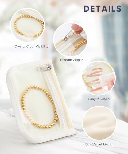 Travel Jewelry Bags, 10Pcs Clear Velvet Zipper Travel Jewelry Organizer, Portable Anti Tarnish Jewelry Storage Pouch Bag Gift for Women Girls, 10Pcs Bags3
