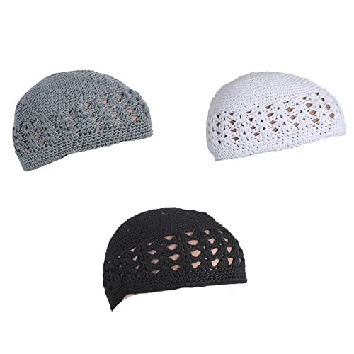 Qovelly 100% Cotton Lattice Crochet Knit Kufi Caps...
