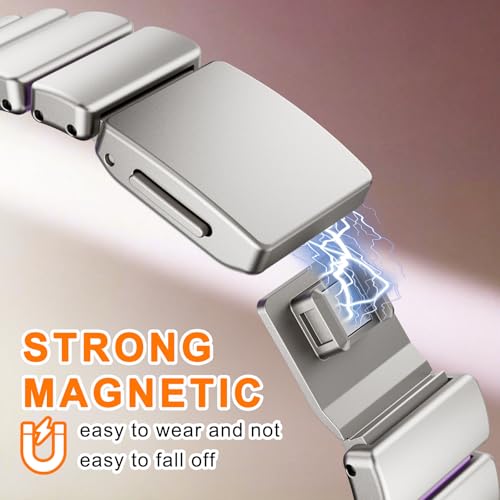 Image of Magnetic Slim Metal Band Compatible with Apple Watch Bands for Women Series 11 10 46mm 45mm 44mm 42mm SE 9 8 7 6 5 4 38mm 40mm 41mm 3 /2 /1,Luxury Stainless Steel Strap Silicone Link For iwatch