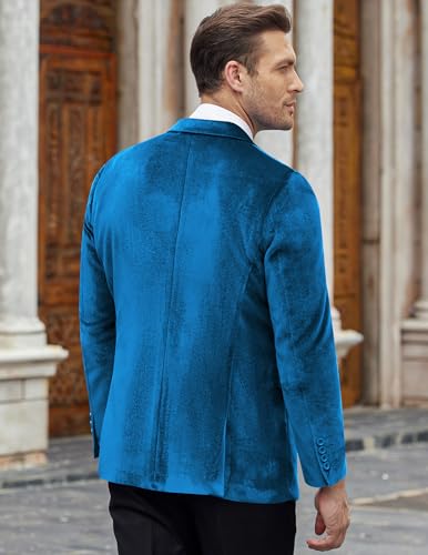 Image of COOFANDY Men's Velvet Blazer Notched Lapel Velour Suit Jacket One Button Tuxedo Jackets for Wedding Prom Party Dinner