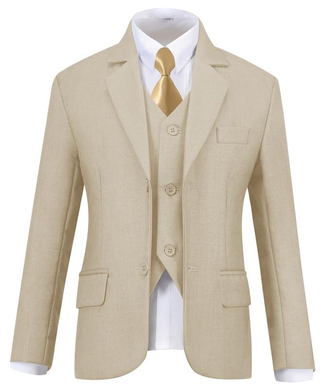 Image of Visaccy Boys Formal Suit Slim Fit Tuxedo Suits for Kids Ring Bearer Outfit