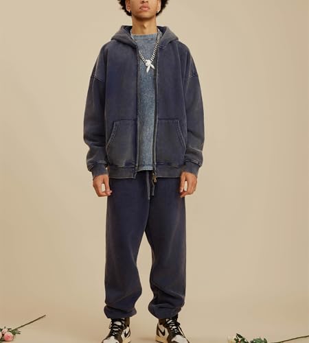 Colorful world Mens Vintage Zip Up Hoodie Oversized Acid Wash Fleece Streetwear Sweatshirt Heavyweight Women Fleece Hoodies3