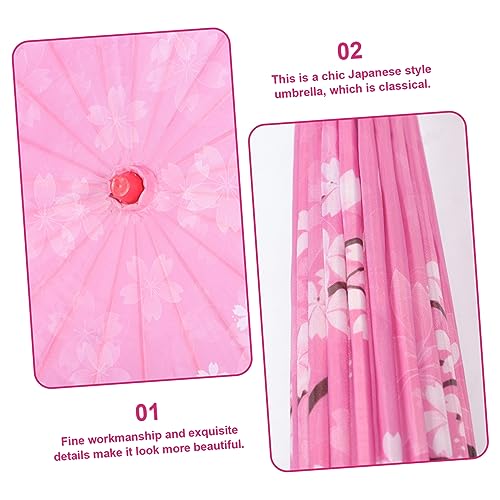Paraguas japonés de bambú rosa con seda tradicional para decoración de bodas 7