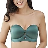 Necalisi Dirndl Damen Grün BH Damen Trägerlos Nahtlos Cabrio BH ohne Buegel Push Up Spitze Große Brüste Rückenfreier BH super Push up BH 110D