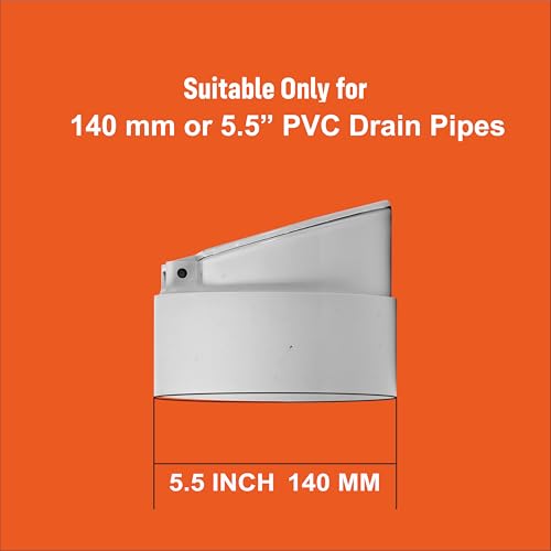Image of LUXART PVC Drain Backflow 5.5 INCH (140 MM) Valve Premium Anti-Rat Anti-Cockroach Anti-Snake Stopper | Heavy Duty Non Return Water Valve with Strainer Cap | Protection for Bathroom & Outdoor Drains