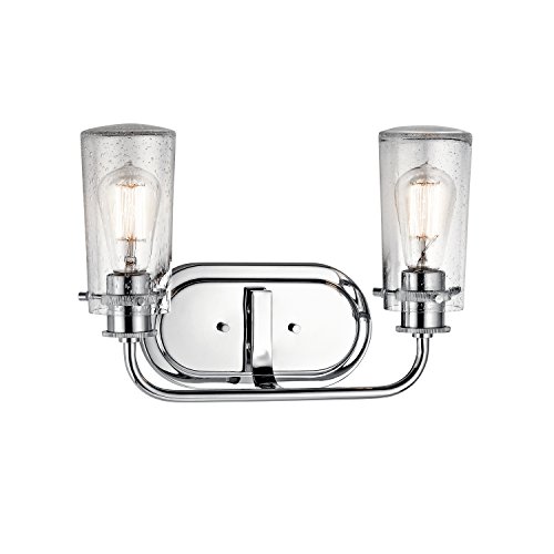Image of KICHLER Braelyn 14.75 inch 2 Light Vanity Light with Clear Seeded Glass Chrome
