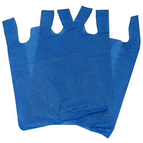 UKPS 100 Bleu Plastique en polyéthylène Sacs de Transport en Style débardeur  Taille 11 x 17 x 21 Shopping Cadeau Boutique supermarché Cash N Transport Stand de marché