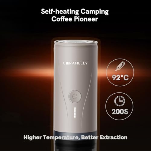 Image of Caramelly Fikapresso Pro Portable Electric Travel Espresso Maker, Built-in-heating, USB-C Rechargeable, 20-Bar Pressure Mini Coffee Machine for Grounds & Coffee Pods, Free Discovery Pack (10 Capsules)