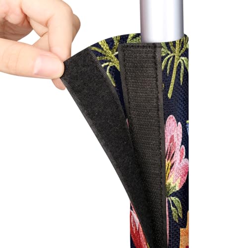 Image of Pardick Refrigerator Door Handle Covers Set of 2 Red Flower Floral Washable Fridge Dishwasher Mocrowave Oven Stove Decor Protector Handle Cover Keep Kitchen Appliance Clean from Food Stains Decorate