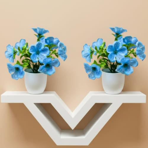 Image of fancymart Artificial Real Touch Flower Plant with Pot (Pack of 2), 16 cm Height, Decorative Faux Floral Plant for Home, Office, Living Room, Bedroom, Table & Shelf Decor