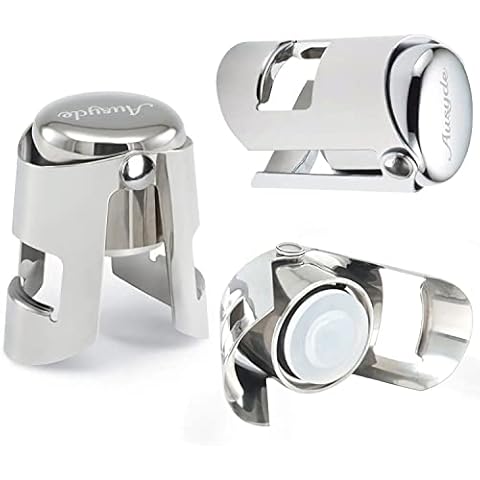 Ausyde Champagne Stopper Wine Stoppers Stainless Steel Wine Stopper Vacuum Super Seal Sparkling Bottle Saver 3 Pcs Cover