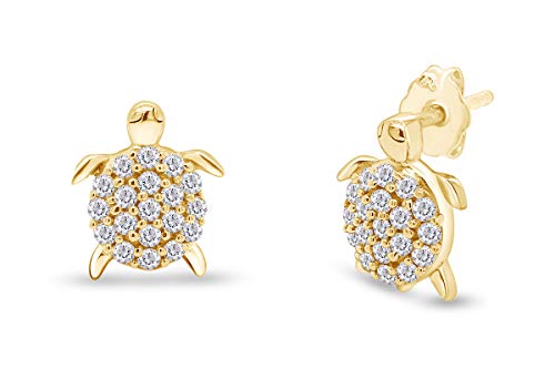 14k Gold Over Sterling Silver Animal, Bird, Insects Cubic Zirconia Stud Earrings Gift For Her