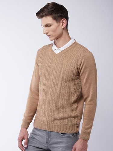 Image of Pivl Men's V Neck Winter Solid Sweater - Warmth and Style for The Season