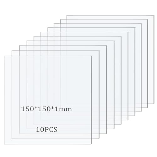 Taiyeestar 10 Pezzi Foglio Acrilico Trasparente da 1 mm, 15x15cm Lastre Acrilica Trasparente, Pannello Acrilica, Fogli di plastica，Fogli Acrilici Trasparenti per Display, Cornice, Pittura