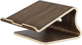 MoKo Wooden Laptop Stand for Desk, Ergonomic Wood Laptop Stand Computer Cooling Holder, Natural Wooden Texture Desktop Notebook Stand Fits MacBook/Dell/Surface/iPad/Chromebook Laptops 11-17", Walnut