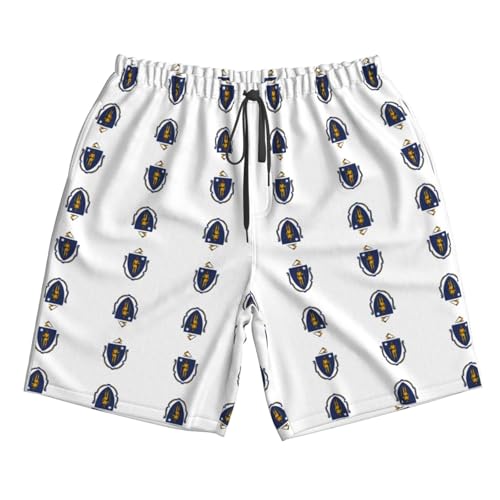 Pantalones cortos de playa de Massachusetts para hombre 3XL blancos de secado rápido 6