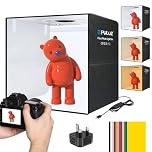 PULUZ Photo Light Box 50cm, Professional Portable Light Box Photography Tent Kit with Dimmable 3 Colours Temperatures 200 LEDs Lights 6500k& 20W USB-PD & 12 Photo Backgrounds for Product Photography