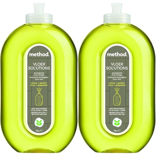 Method Nettoyant Sols, Application et Nettoyage Faciles, Entretient et Préserve l'Éclat des Sols Carrelés, Parfum Citron et Gingembre, Bouteille de 739 ml (Lot de 2)