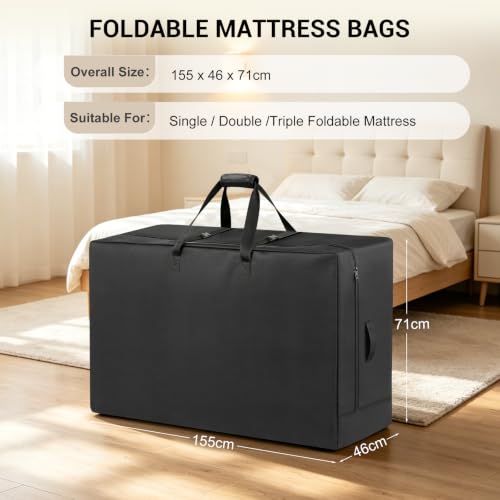 Miniatura 3 de Bolsas De Colchón Plegables, Bolsa De Colchón Plegable Triple, Bolsas De Transporte Impermeables De Tela Oxford 420d Para Colchones Plegados Triples Colchones No Incluidos 155 X 46 X 71 Cm