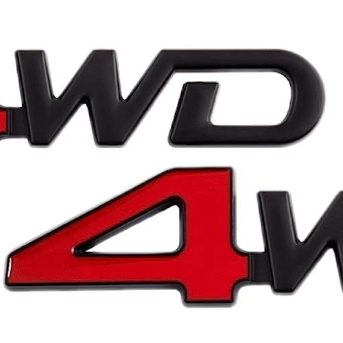 Image of 2PCS 4WD Emblem Badge 3D Zinc Alloy Auto Trunk Door Fender Bumper Badge Decal Emblem Adhesive Tape Sticker (Red Black)