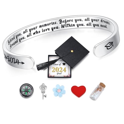 SAM & LORI 2024 Unique Graduation Gifts for Her-Graduation Cap Box-Adjustable Bracelet for 5th 8th Middle School High School College Grads