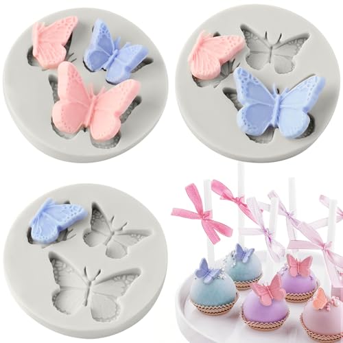 JOERSH Mini Butterfly Silicone Fondant Mold 3Pcs