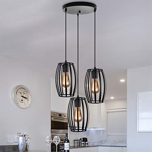 Lustre tonneau de vin E27 en fer avec hauteur réglable pour bar - 3