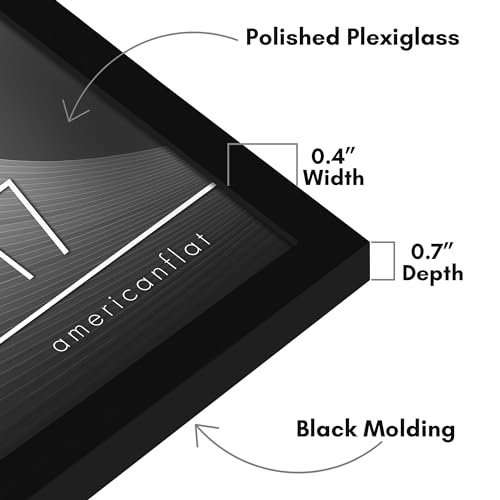 Americanflat 12x17 Picture Frame with Polished Plexiglass - Streamline Collection - Thin Border Picture Frame for Wall Display - Hanging Hardware Included - Black