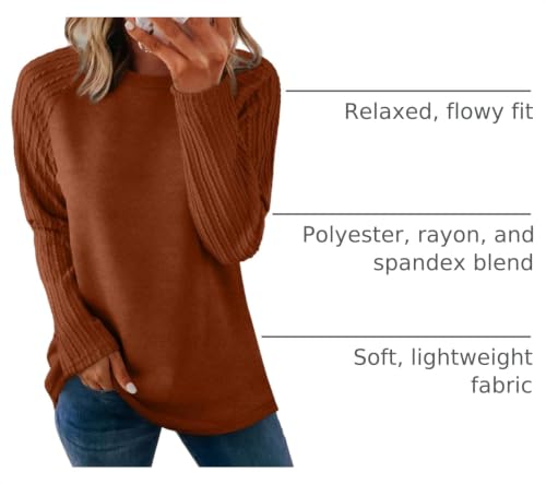 Image of OFEEFAN Long Sleeve Shirts for Womens Fall Fashion 2026 Crewneck Oversized Sweatshirt Tunic Tops to Wear with Leggings