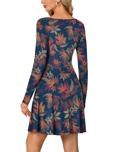 Image of LYANER Women's Long Sleeve Mini Dress Loose Casual Empire Waist Above Knee Length Dresses