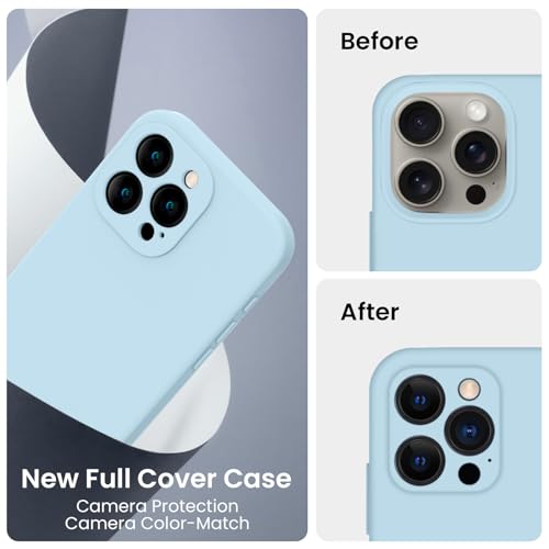 Image of FireNova Designed for iPhone 16 Pro Case, Silicone Upgraded [Camera Protection] Phone Case, Soft Anti-Scratch Microfiber Lining Inside, 2024, Sky Blue