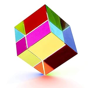 ZOVCO CMY Color Cube Crystal Glass Cube Prism, Multi-Color Optisch Glas Prism, RGB Dispersie Prisma, Multi-Color Desktop…