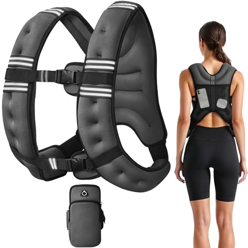 Image of Weighted Vest, 6lb /8lb /12lb /16lb /20lb /25lb /30lb Weight Vest with Reflective Stripe, for Men Women Workout Equipment for Strength Training, Running, Jogging, Fitness, Weight Loss