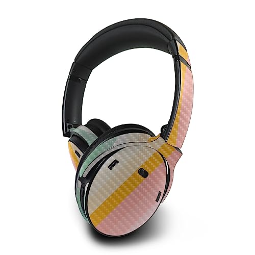 Image of MightySkins Carbon Fiber Skin Compatible with Bose QuietComfort 45 Headphones Horizon Stripes | Protective, Durable Textured Carbon Fiber Finish | Easy to Apply
