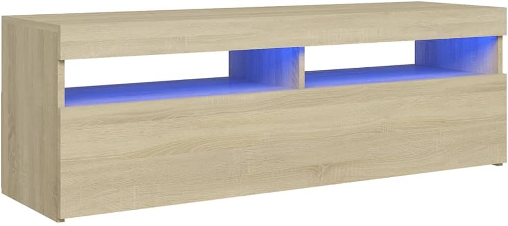 TV Cabinet with LED Lights, Modern TV Stand HiFi Cabinet, Wood TV Console Table, Sonoma Oak 47.2"x13.8"x15.7"(Style C)