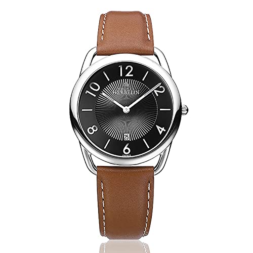 Montre Michel Herbelin Equinoxe avec un bracelet en cuir marron élégant pour homme